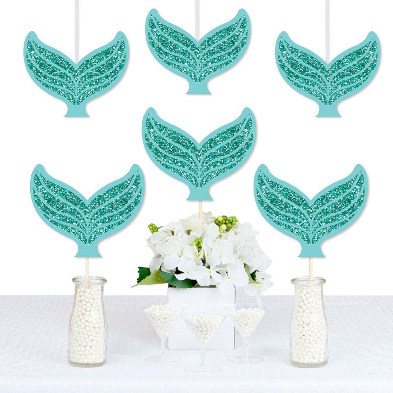 Big Dot of Happiness Let's Be Mermaids - Tail Decorations DIY Baby Shower or Birthday Party Essentials - Set of 20